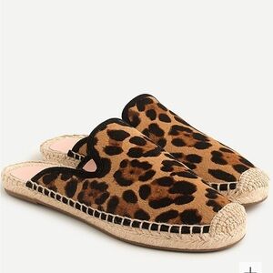 J. Crew | Espadrille Mules in Leopard Calf Hair, Size 7, EUC